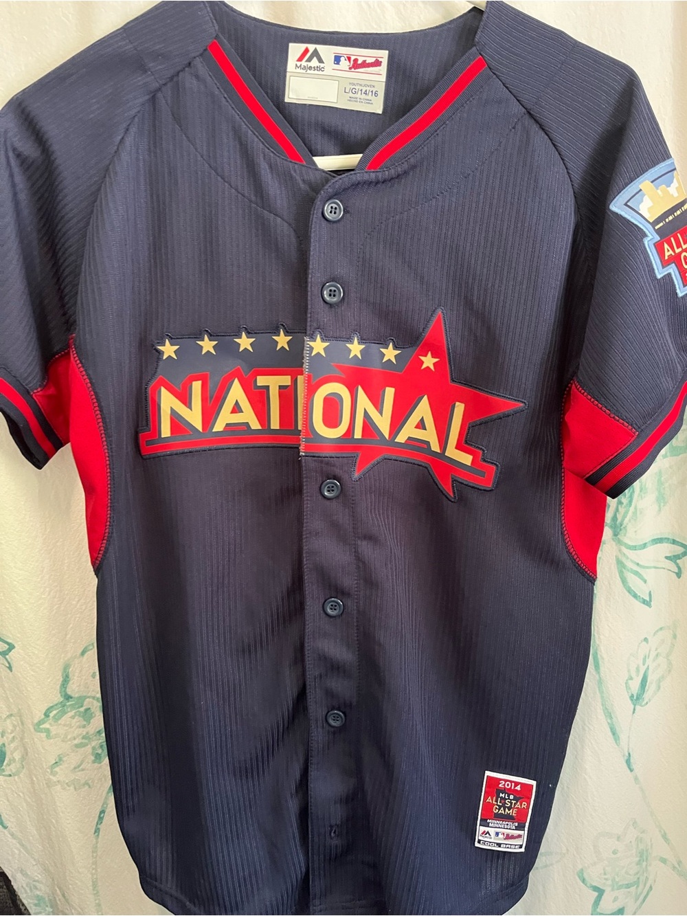 ⚾️ ⭐️ All Star Majestic Navy and Red "National" Kids Baseball Jersey ⚾️⭐️